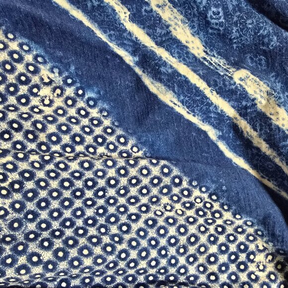 Chico's Cold Shoulder Batik Look Short Sleeve Cotton Shirt Size 3 - Picture 5 of 6